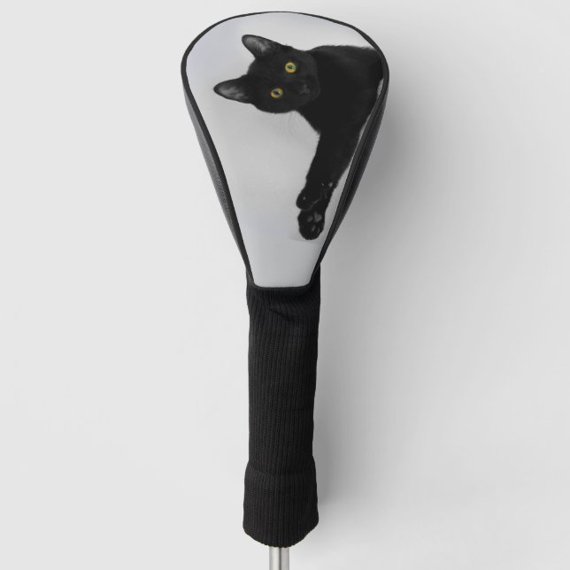 Niedliches Black Cat Foto Golf Headcover (Vorderseite)