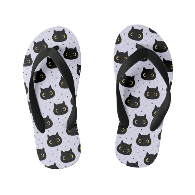 Niedliches Black Cat Polka Dot Pattern Kinderbadesandalen (Fußbett)