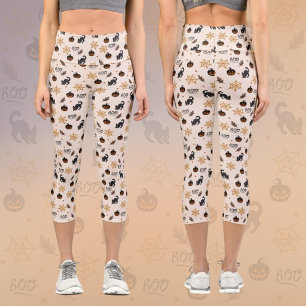 Niedliches Black Cat Pumpkin Halloween-Muster Capri Leggings