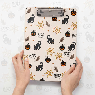 Niedliches Black Cat Pumpkin Halloween-Muster Klemmbrett