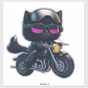 Niedliches Black Cat Riding Motorrad Aufkleber