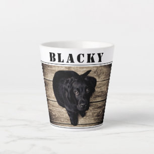 Niedliches Black Dog Foto und Name Milchtasse