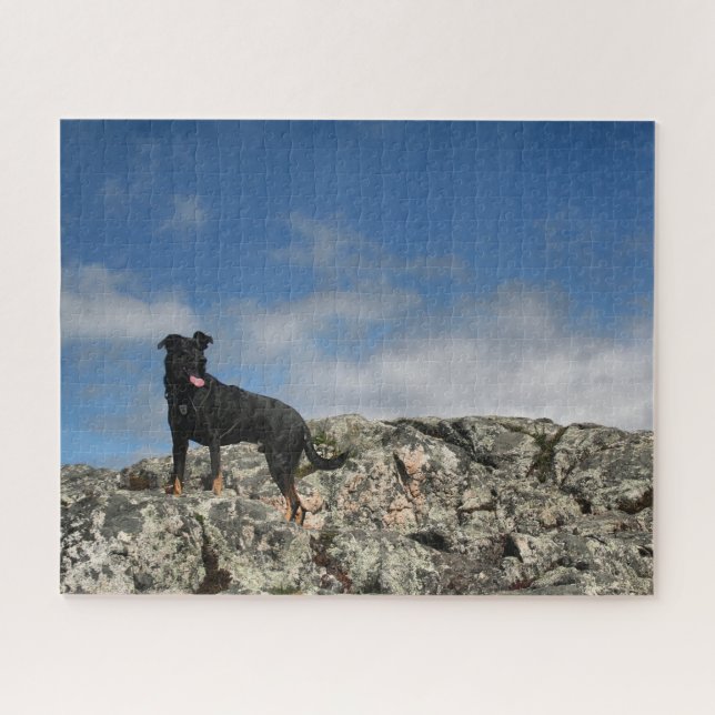 Niedliches Black Dog Mutt Labrador Shephered Pictu Puzzle (Horizontal)