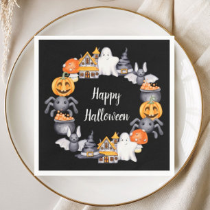 Niedliches Black Happy Halloween Illustration Part Serviette