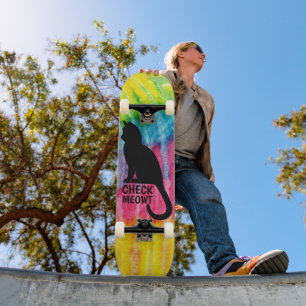 Niedliches Black Karo Meowt-Skateboarddeck Skateboard