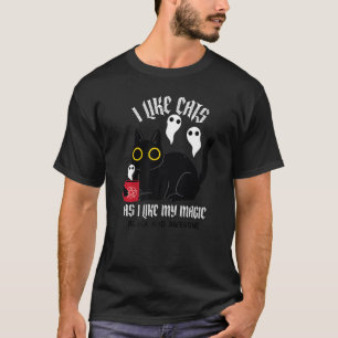 Niedliches Black Kitty Witchy T-Shirt mit Ghosts B