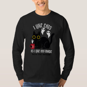 Niedliches Black Kitty Witchy T-Shirt mit Ghosts B