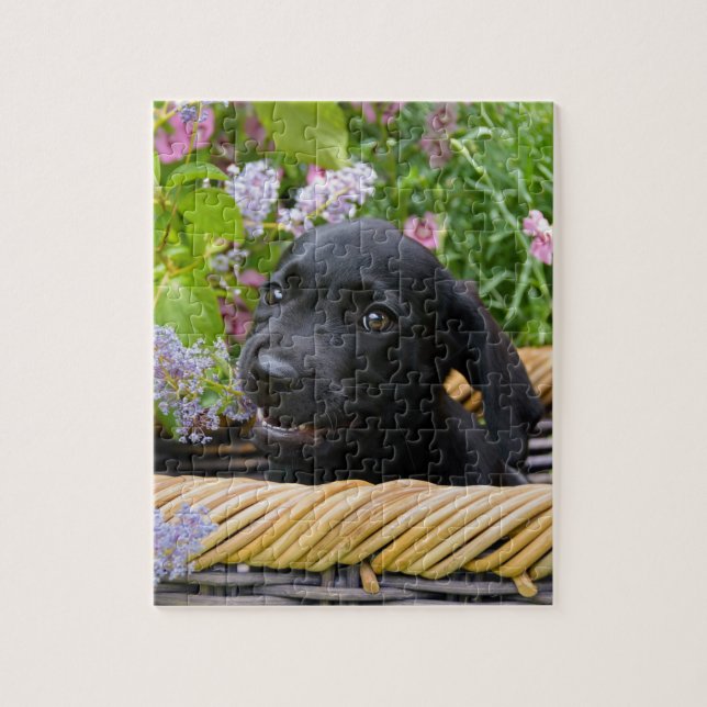 Niedliches Black Labrador Retriever Doppy Pet Foto Puzzle (Vertikal)