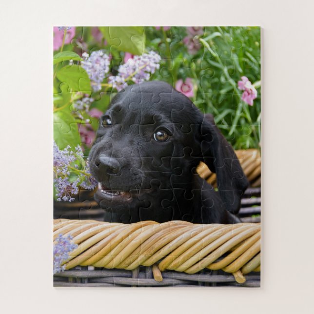 Niedliches Black Labrador Retriever Doppy Pet Foto Puzzle (Vertikal)