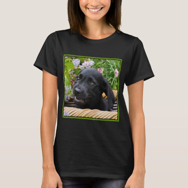 Niedliches Black Labrador Retriever Doppy Pet Foto T-Shirt (Vorderseite)