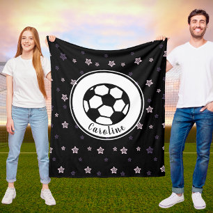 Niedliches Black Soccer Stars Muster Girl Personal Fleecedecke