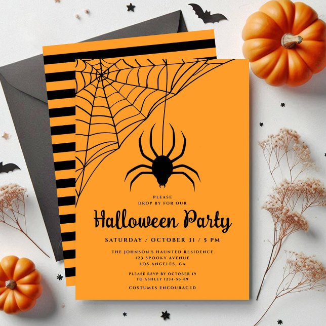 Niedliches Black Spider-Halloween-Party Einladung (Cute Black Spider Halloween Party Invitation)
