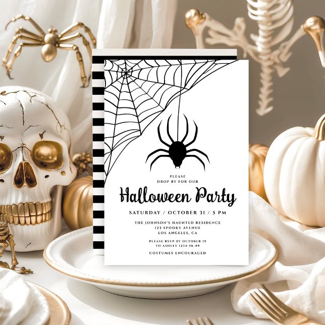 Niedliches Black Spider-Halloween-Party Einladung (Cute Black Spider Halloween Party Invitation)