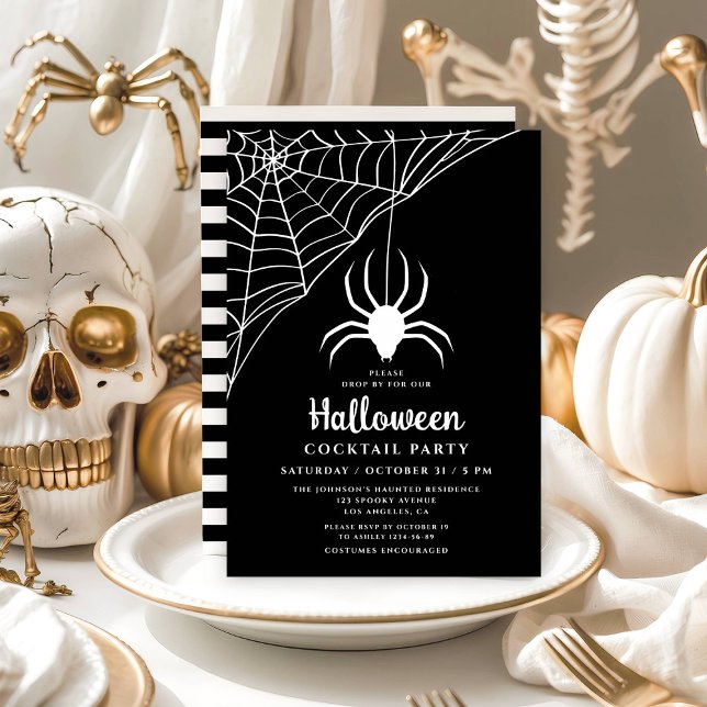 Niedliches Black Spione Halloween Cocktail Party Einladung (Cute Black Spider Halloween Cocktail Party Invitation)