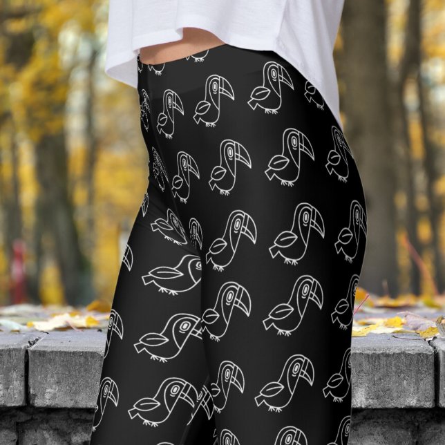 Niedliches Black Toucan Bird Muster Leggings (Tocan Bird on Black)
