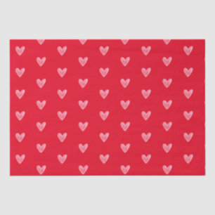 Niedliches, blass-farbenes Herzmuster auf Rot Seidenpapier