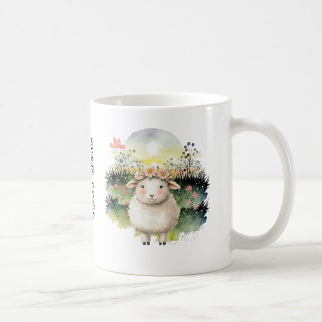Niedliches Blatt mit benutzerdefiniertem Text Kaffeetasse (Rechts)