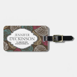 Niedliches Blatt-Muster-Rosa-Brown-blaues Gepäckanhänger