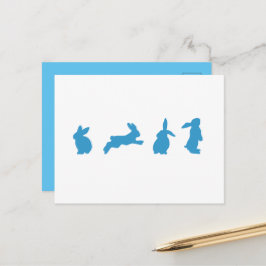 Niedliches Blau bei weißen Kaninchen Postkarte