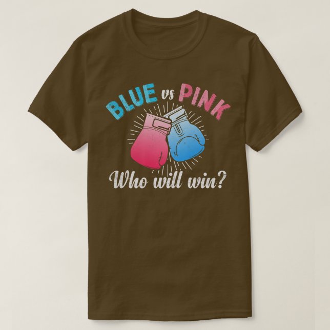 Niedliches Blau gegen rosa Geschlecht offenbart Pa T-Shirt (Design vorne)