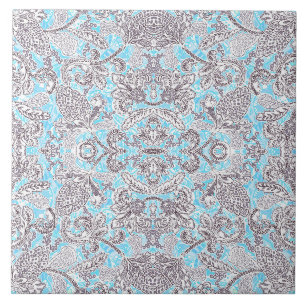 Niedliches blau-graues klassisches floral fliese