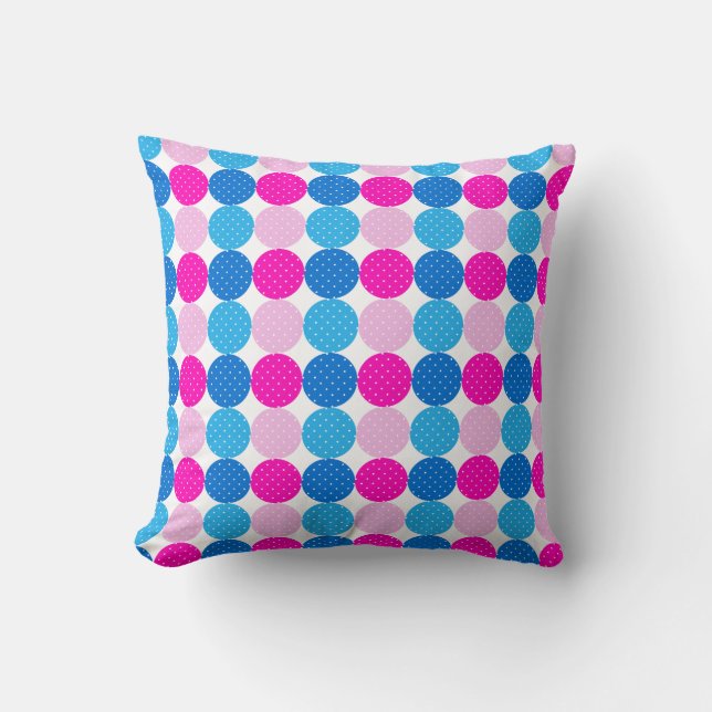 Niedliches Blau-Pink-Polka-Dot-Muster Kissen (Vorderseite)
