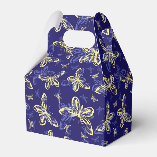Niedliches Blau und Gelb Schmetterling Illustriert Geschenkschachtel (Vorderseite)