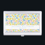 Niedliches Blau und Gelbe Ditsy Floral Moderne Cus Visitenkarten Dose<br><div class="desc">Niedliches Blau und Gelb,  florale Moderne Visitenkarten Fall</div>