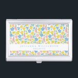 Niedliches Blau und Gelbe Ditsy Floral Moderne Cus Visitenkarten Dose<br><div class="desc">Niedliches Blau und Gelb,  florale Moderne Visitenkarten Fall</div>