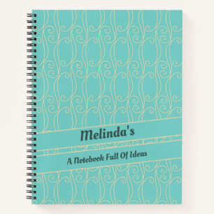 Niedliches Blau und Gold Extravagant Gemustert Per Notizbuch