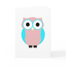 Niedliches Blau und Rosa Owl Dankeschön Karten
