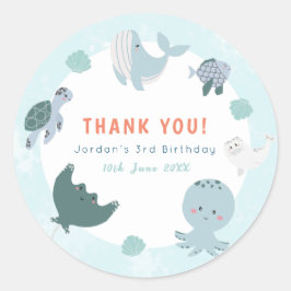 Niedliches Blau unter dem Meereswasser Vielen Dank Runder Aufkleber