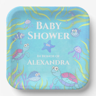 Niedliches Blau unter dem Sea Boy Baby Shower Pape Pappteller