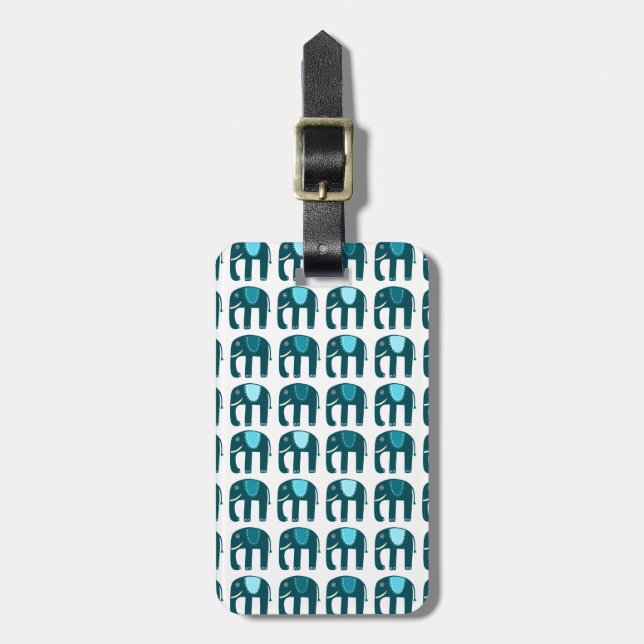 Niedliches Blaue Elefanten-Muster Gepäckanhänger (Vorderseite vertikal)