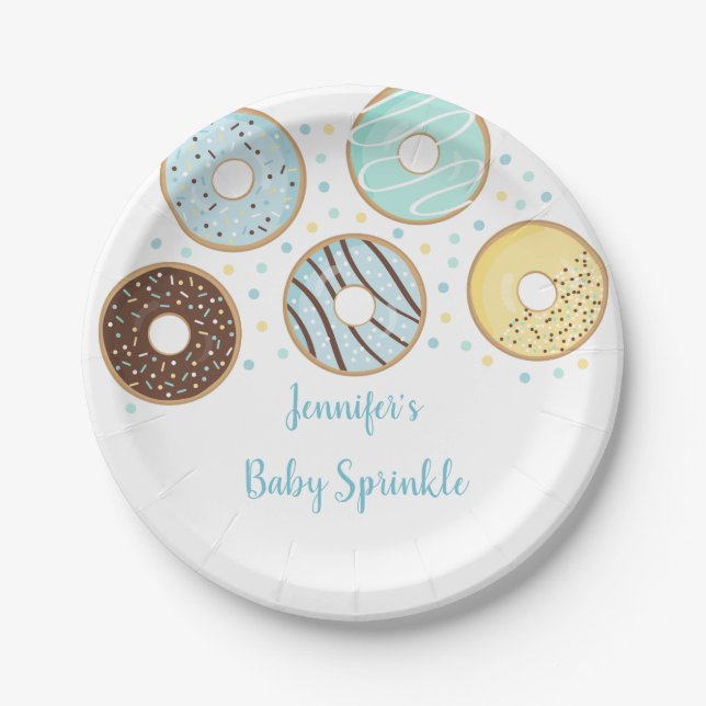 Niedliches Blauer Donut-Baby Pappteller (Vorderseite)
