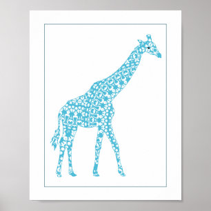 Niedliches blauer Giraffe Baby Kinderzimmer Jugend Poster
