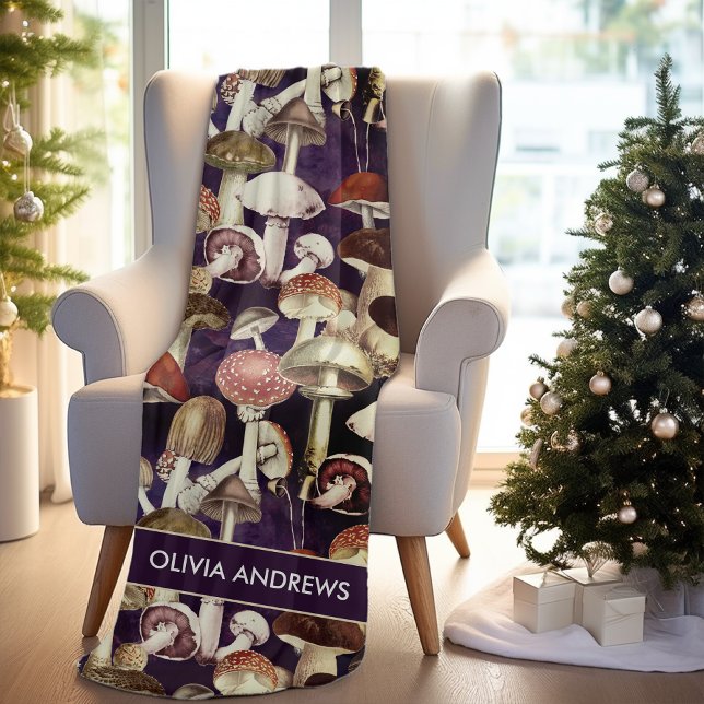 Niedliches blauer Pilzgartenmuster Fleecedecke (Von Creator hochgeladen)