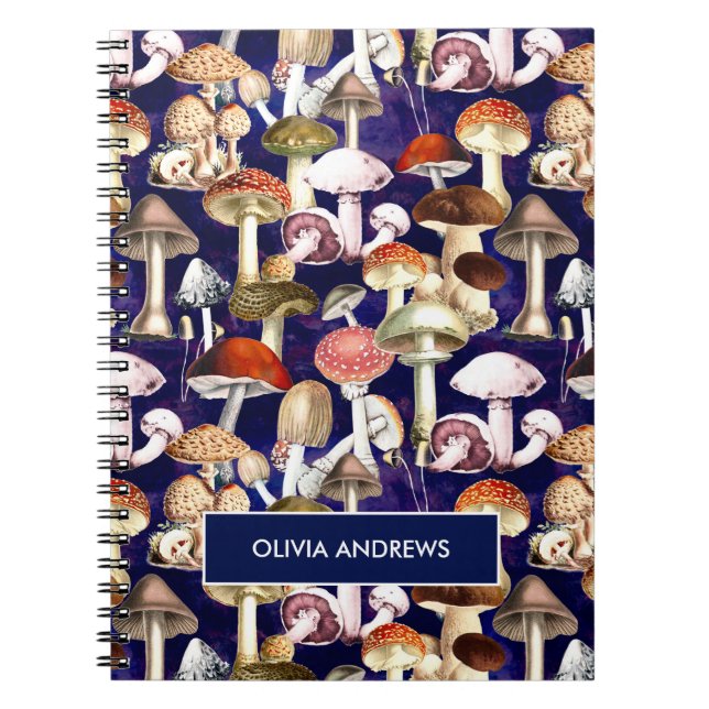 Niedliches blauer Pilzgartenmuster Notizblock (Vorderseite)