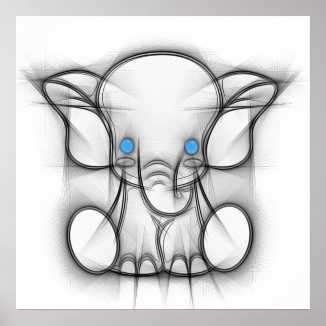 Niedliches blaues Augenelefantenposter Poster (Vorne)