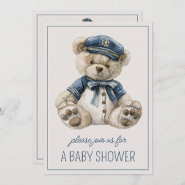 Niedliches blaues Baby-Bear Personalisiert Einladung