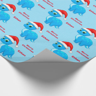 Niedliches blaues Baby Dinosour mit Geschenkpapier