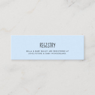 Niedliches blaues Baby-Duschregister Mini Visitenkarte