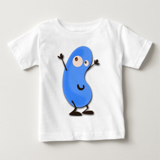Niedliches blaues Bohnen-Monster Baby T-shirt (Vorderseite)