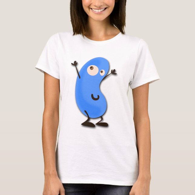 Niedliches blaues Bohnen-Monster T-Shirt (Vorderseite)
