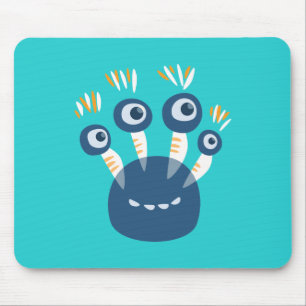 Niedliches blaues Cartoon-Monster mit vier Mousepad