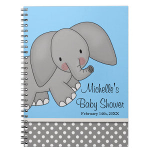 Niedliches blaues Elefant-Baby-Duschen-Gast-Buch Notizblock