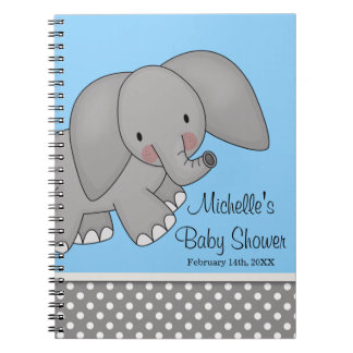 Niedliches blaues Elefant-Baby-Duschen-Gast-Buch Notizblock
