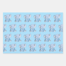 Niedliches blaues Elephant Wrapping Paper-Set Geschenkpapier Set