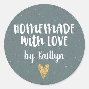 Niedliches Blaues Haus mit Liebe Runder Aufkleber