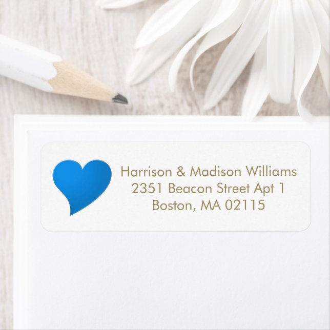 Niedliches blaues Herz Rücksendeadresse (Insitu)